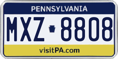 PA license plate MXZ8808