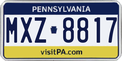 PA license plate MXZ8817