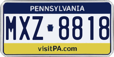 PA license plate MXZ8818