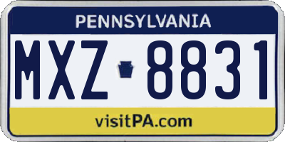 PA license plate MXZ8831