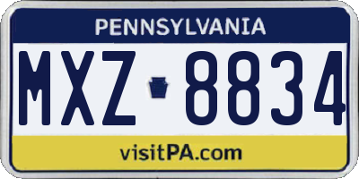 PA license plate MXZ8834
