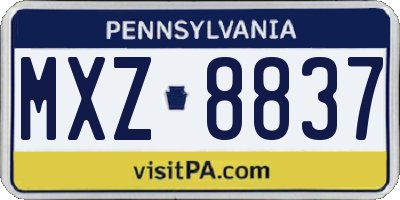 PA license plate MXZ8837