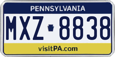 PA license plate MXZ8838