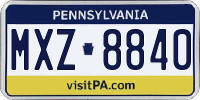 PA license plate MXZ8840