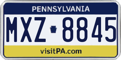 PA license plate MXZ8845
