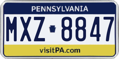 PA license plate MXZ8847