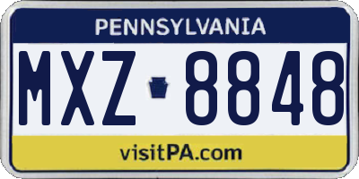 PA license plate MXZ8848