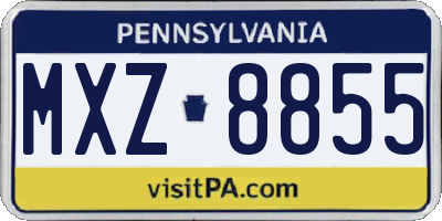 PA license plate MXZ8855