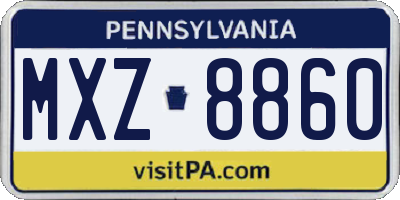 PA license plate MXZ8860