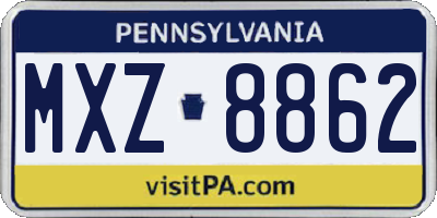PA license plate MXZ8862