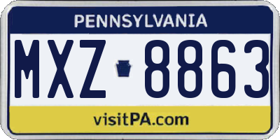 PA license plate MXZ8863