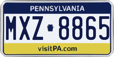 PA license plate MXZ8865