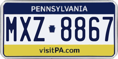 PA license plate MXZ8867