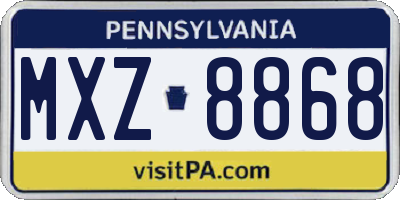 PA license plate MXZ8868