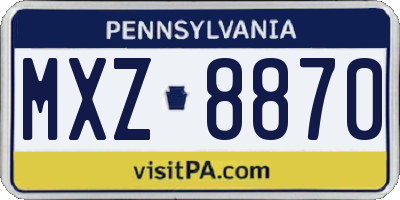 PA license plate MXZ8870