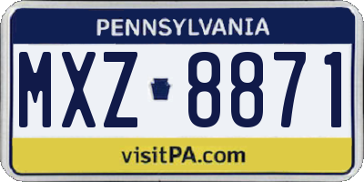 PA license plate MXZ8871