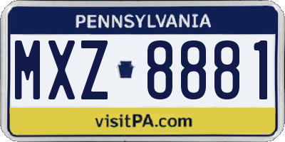 PA license plate MXZ8881