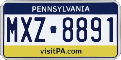 PA license plate MXZ8891