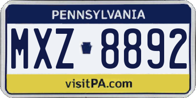 PA license plate MXZ8892