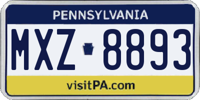 PA license plate MXZ8893