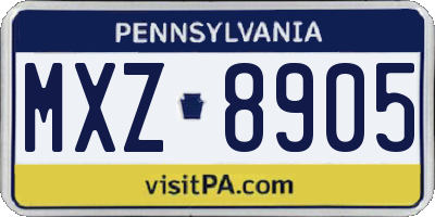 PA license plate MXZ8905
