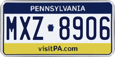 PA license plate MXZ8906