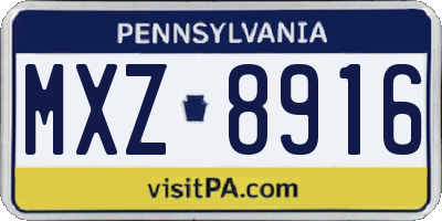 PA license plate MXZ8916