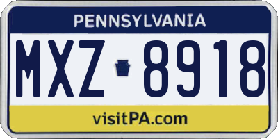 PA license plate MXZ8918
