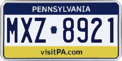 PA license plate MXZ8921
