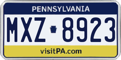 PA license plate MXZ8923