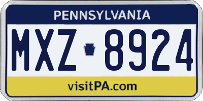 PA license plate MXZ8924