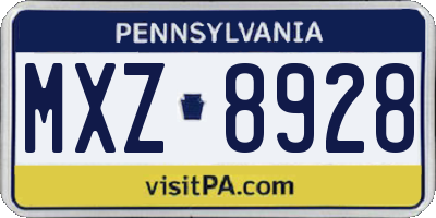 PA license plate MXZ8928