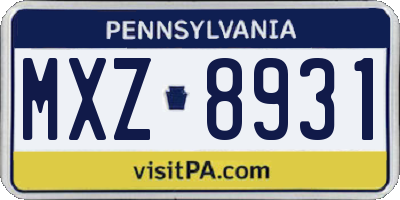 PA license plate MXZ8931