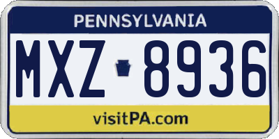 PA license plate MXZ8936