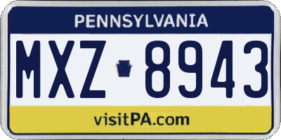 PA license plate MXZ8943