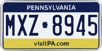 PA license plate MXZ8945