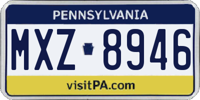 PA license plate MXZ8946
