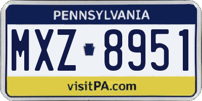 PA license plate MXZ8951