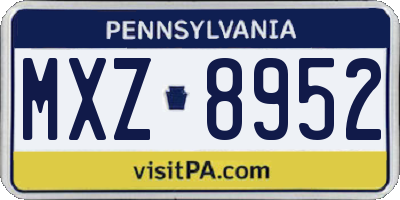 PA license plate MXZ8952