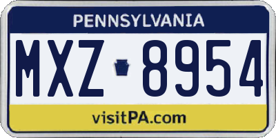 PA license plate MXZ8954