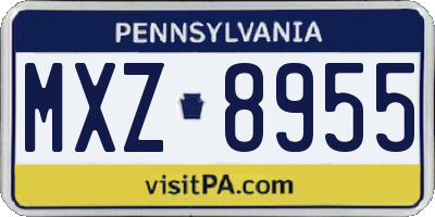 PA license plate MXZ8955
