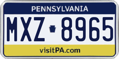 PA license plate MXZ8965