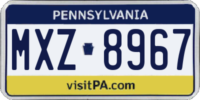 PA license plate MXZ8967
