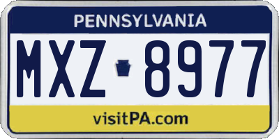 PA license plate MXZ8977