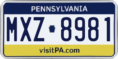 PA license plate MXZ8981
