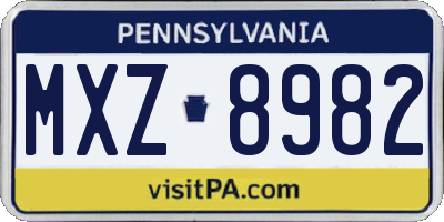 PA license plate MXZ8982