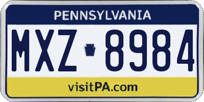 PA license plate MXZ8984