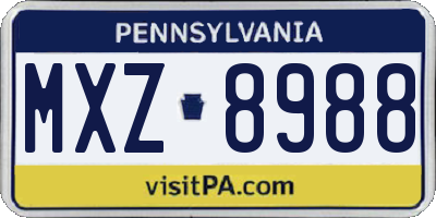 PA license plate MXZ8988