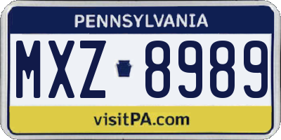 PA license plate MXZ8989