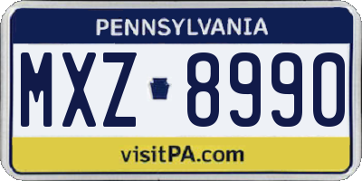 PA license plate MXZ8990